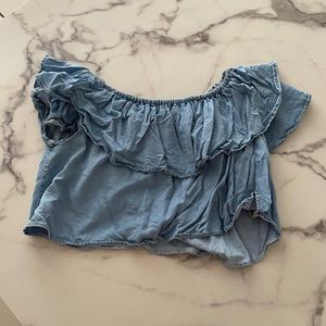 Zara women’s off-shoulder jeans top XSmall